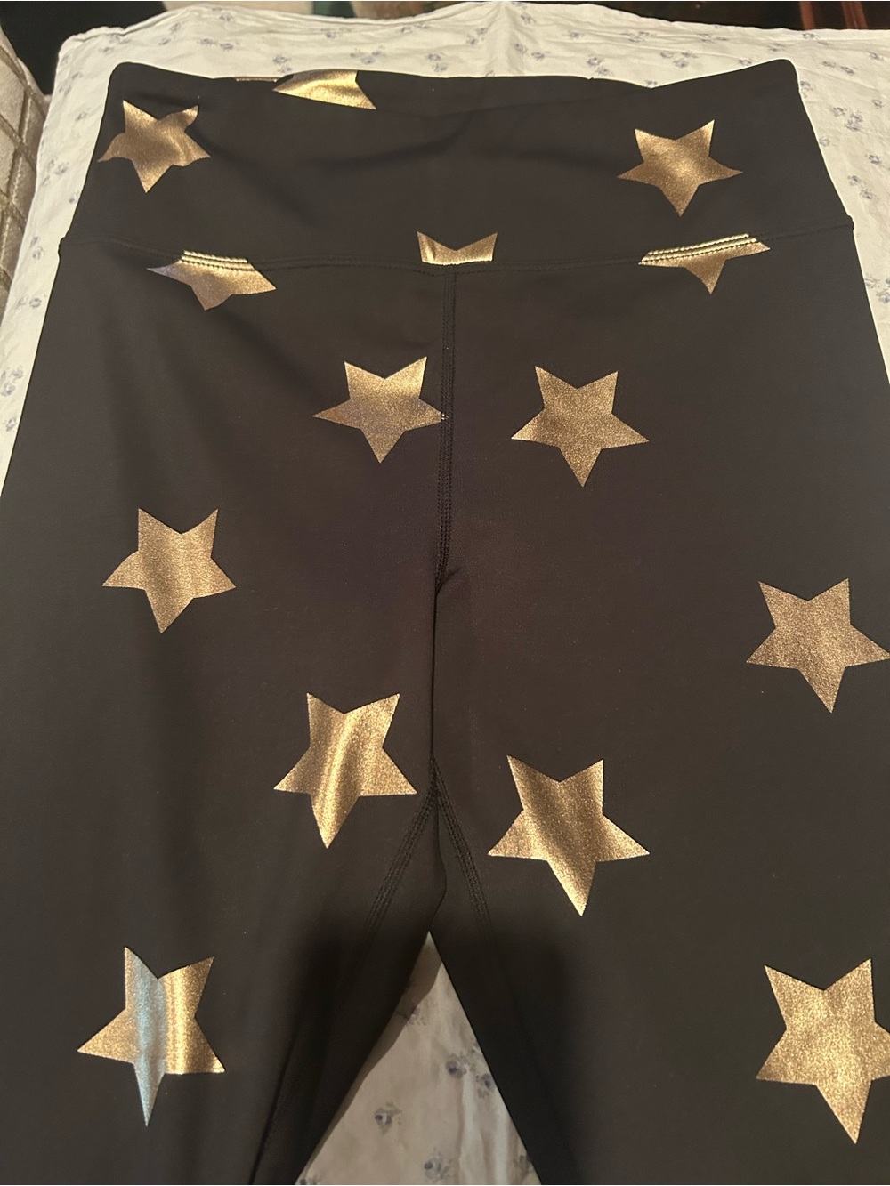 Black Leggings with Metallic Gold Stars